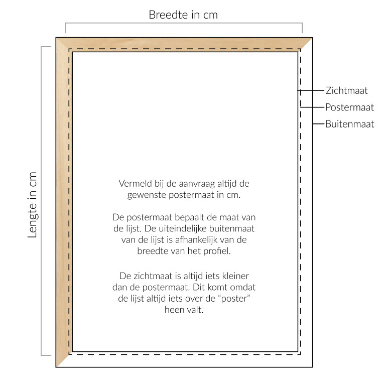 Wissellijst 3D Hout Blank Breed - Maatwerk 
