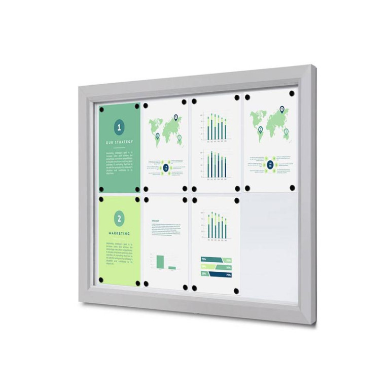 Informatiekast Buiten Whiteboard 8x A4 Breed
