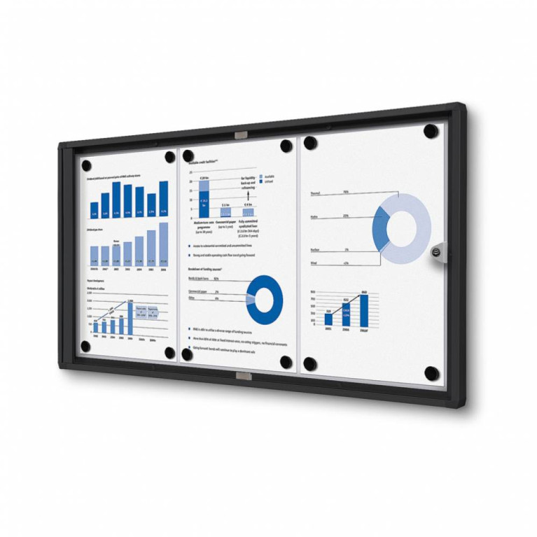 Informatiekast Binnen Whiteboard 3x A4 Budget Zwart