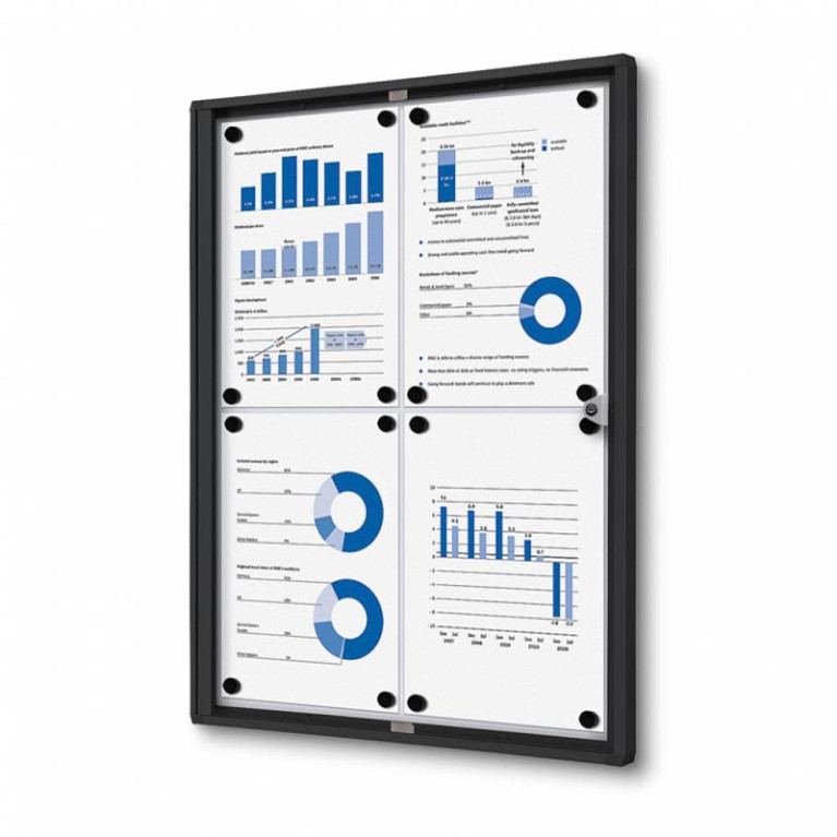 Informatiekast Binnen Whiteboard 4x A4 Budget Zwart
