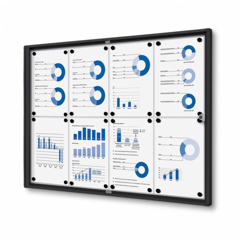 Informatiekast Binnen Whiteboard 8x A4 Budget Zwart