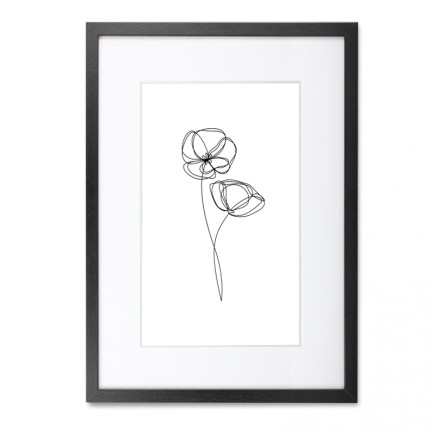 Wissellijst Hout Zwart 24x30cm - Lijntekening en Passepartout